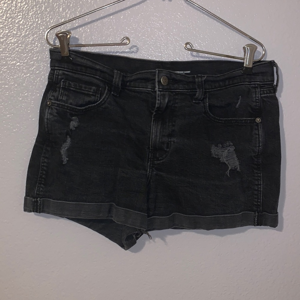 Old Navy black boyfriend mid rise Distressed denim shorts